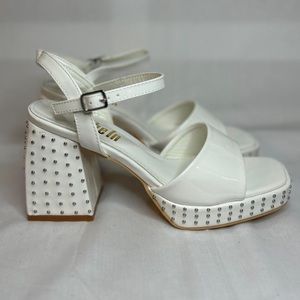 SHEIN Patent PU Studded Sole Open Toe Heeled Sandals Size 7.5